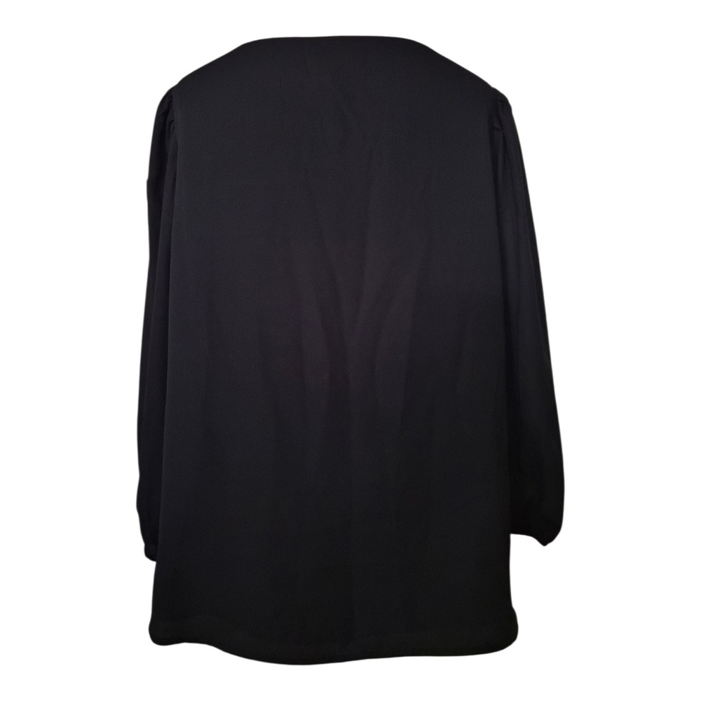 Alex Marie Black Long Sleeve Blouse XL Boat Neck Puff Sleeve Lined Career Top - Picture 3 of 6